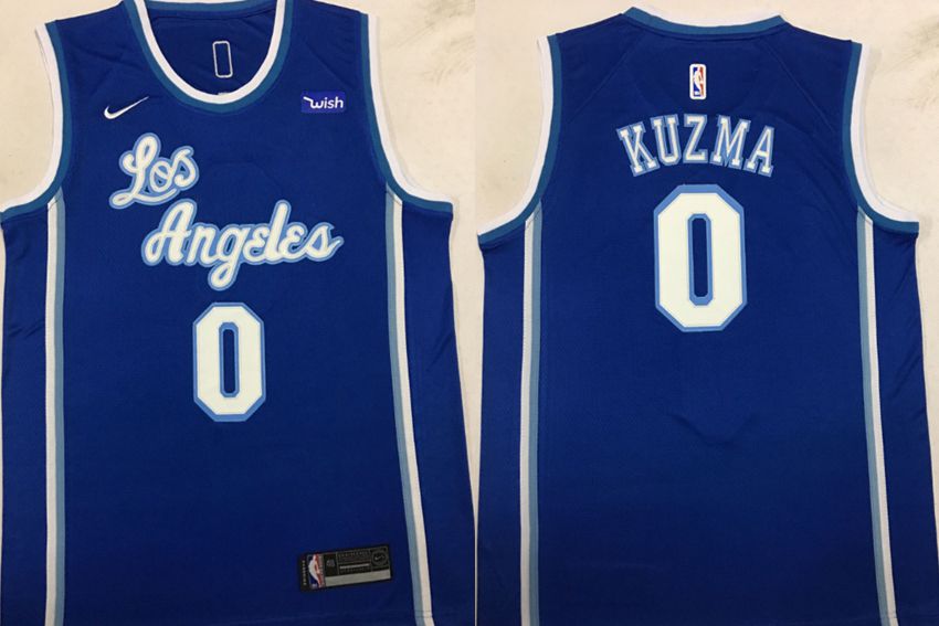 Men Los Angeles Lakers 0 Kuzma Blue Game Nike NBA Jerseys